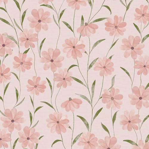 Simon&Siff Pink Floral Peel and Stick Wallpaper 17.3"x400" Vintage Green Leaves Wall Paper Self Adhesive Removable Botanical Waterproof Contact Paper for Bedroom Cabinet - Image 4