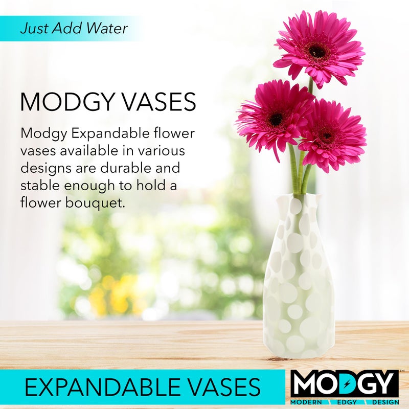 MODGY Expandable Flower Vase Plastic Decorative Modern Vases for Flowers Centerpieces Dining Table Decor Living Room Bathroom Wedding Office, Polkie - Image 2