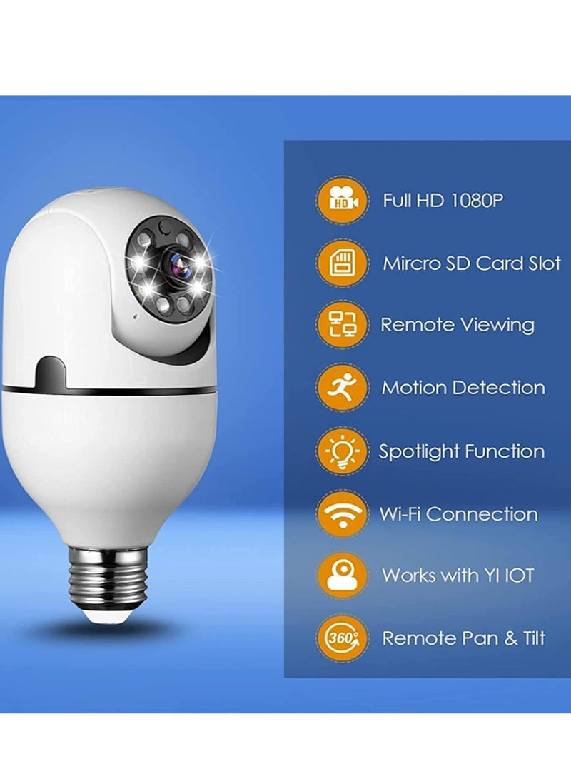 ELTRAZONE Tilt Security Light Camera V380 130W dpi Smart Wireless WIFI Full Color Bulb Camera 2.4Ghz 360 Degree E27 Panoramic IP Camera (No SD Card) - Image 3