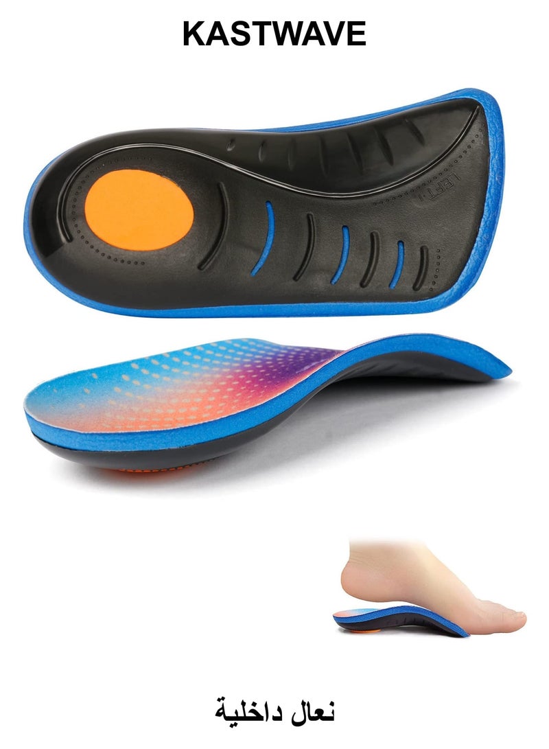كاست ويف نعل داخلي داعم لقوس القدم بطول 3/4 بوصة، نعل داخلي تقويمي، نعل داخلي لعلاج فرط الاستلقاء، التهاب اللفافة الأخمصية، القدم المسطحة، آلام الكعب، نعل داخلي لتخفيف آلام أحذية الجري للرجال والنساء (مقاس M، 41-42) - Image 1