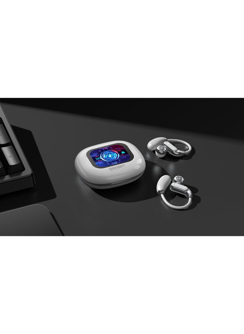 GRABIT G-RIZZ Open-Ear Wireless Bluetooth Headphones, Air Conduction Sports Earbuds, HD Stereo Sound (White) - Image 3