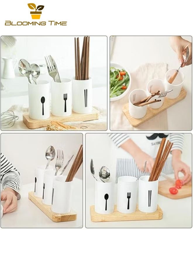 BLOOMING TIME Tableware storage three-piece set, chopsticks, spoon, fork, white 24.3*9.3*13.5 cm - Image 4