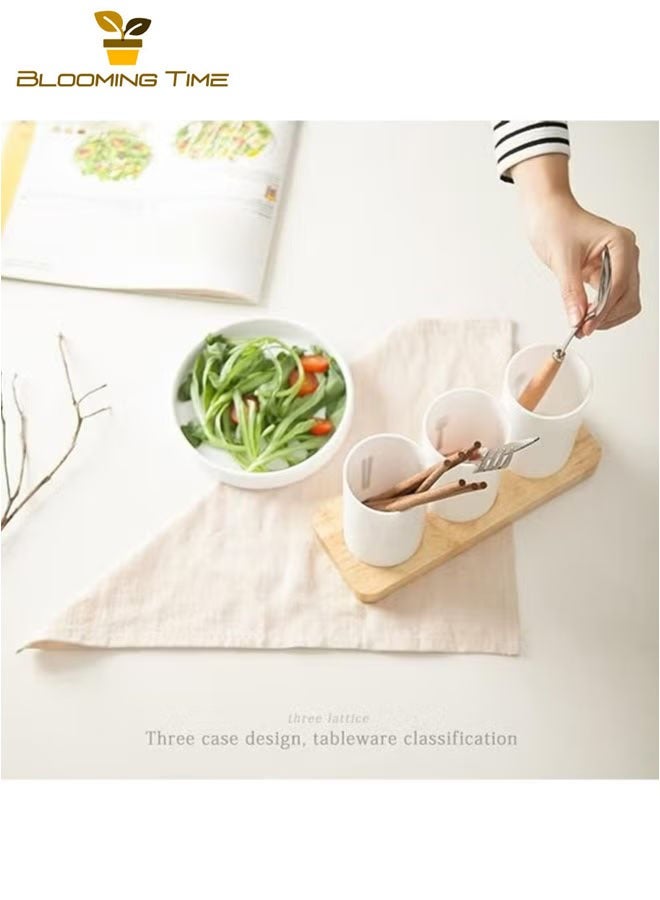 BLOOMING TIME Tableware storage three-piece set, chopsticks, spoon, fork, white 24.3*9.3*13.5 cm - Image 5