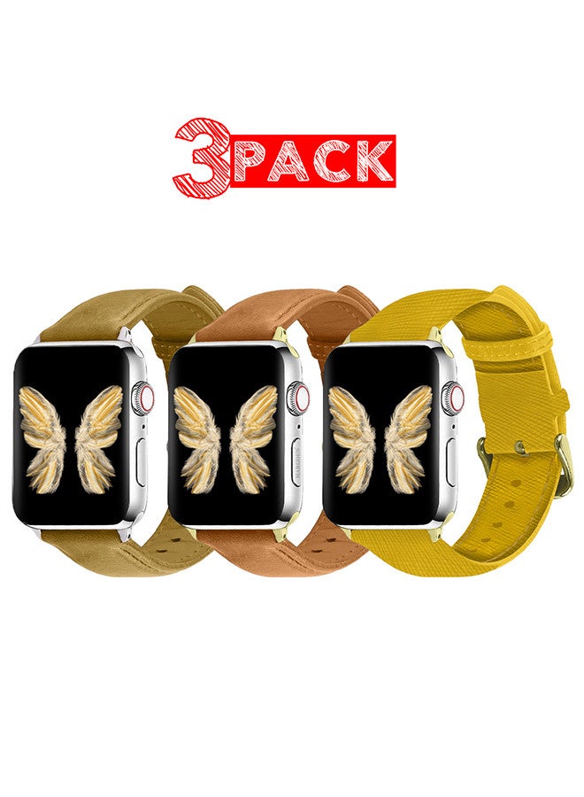 CATANES 3 Pack For Apple Watch Band 38mm/40mm/41mm Leather Band Buckle Strap Wristband Compatible with Apple watch series 7/6/5/4/3/2/1/SE - Image 1
