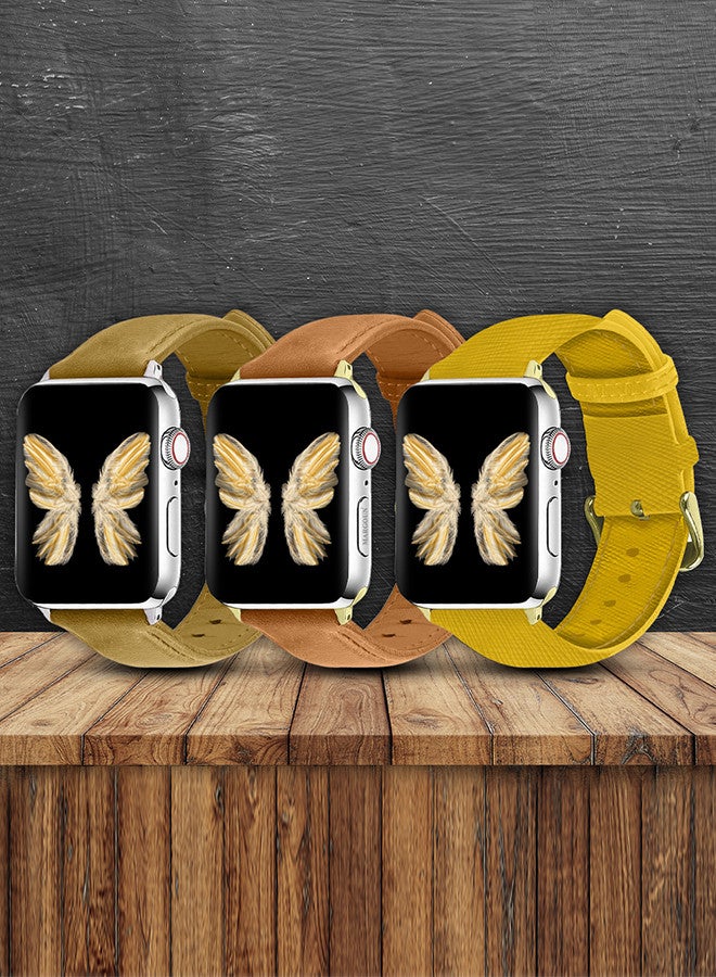 CATANES 3 Pack For Apple Watch Band 38mm/40mm/41mm Leather Band Buckle Strap Wristband Compatible with Apple watch series 7/6/5/4/3/2/1/SE - Image 2