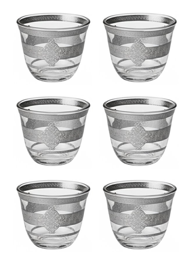 Dove 6-Piece Glass Cawa Cup Set Clear/Silver 70ML - Image 1