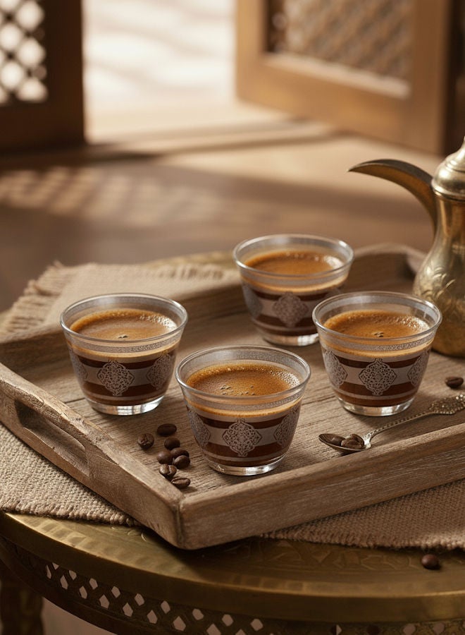 Dove 6-Piece Glass Cawa Cup Set Clear/Silver 70ML - Image 2