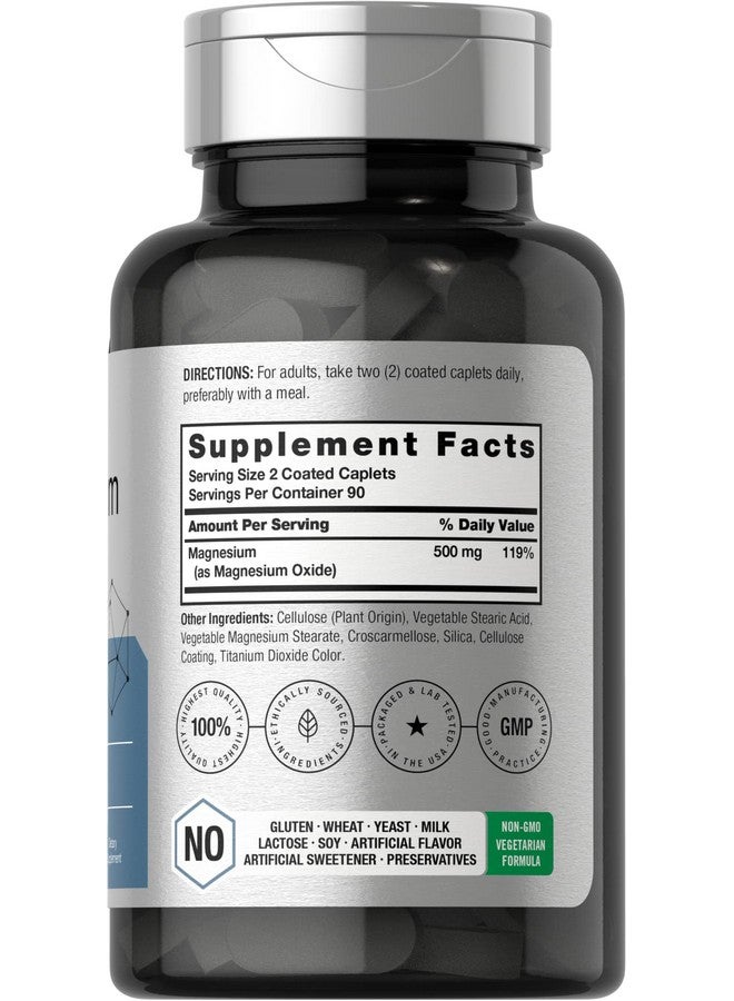 Horbäach Magnesium 500mg | 180 Caplets | Vegetarian, Non-GMO, and Gluten Free Supplement - Image 2