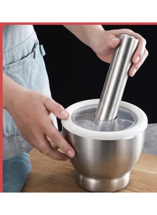 Stainless steel mortar and pestle (SUS304) with lid – Heavy-duty manual spice and garlic grinder – Versatile kitchen tool for grinding herbs and spices - Image 4