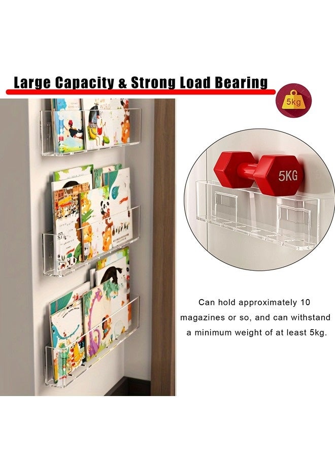 ShebSheb 3-Pack Wall-Mounted Book Rack, Newspaper and Magazine Bookshelves , Modern Bedroom File Holder Storage, Suitable for Kids Room/Bedroom/Playroom/Small Spaces(17.7" L x 2" W x 3.5" H) - Image 4