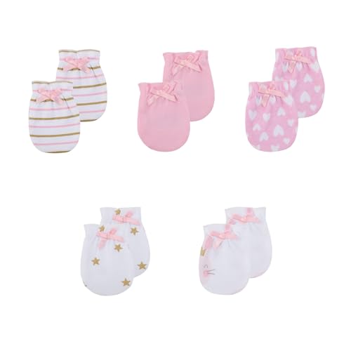 JELYLOVE 5 Pack Unisex New Born Boy Girls No Scratch Mittens Cotton Soft Baby Gloves Accessory 0-3 Months Baby Essentials - Image 1