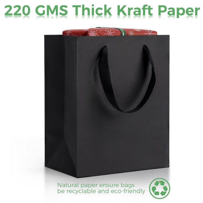 MOXARYSU Black Gift Bags With Handles: Small Medium 8x5x10 Inch 6pcs Black Paper Gags Bulk For Party Shopping Birthday Wedding - Image 5
