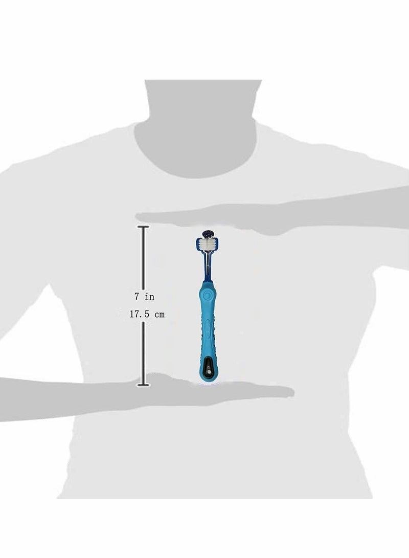 Excefore Pet Toothbrush, 2 Pack Three Sided Pet Toothbrush Dog Brush Remove Bad Breath Tartar Teeth Care Dog Cat Cleaning Mouth (Blue, Orange） - Image 3