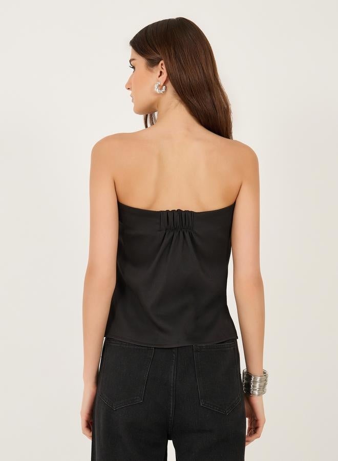 Styli Solid Bandeau Neck Waistcoat with Pockets Detail - Image 4