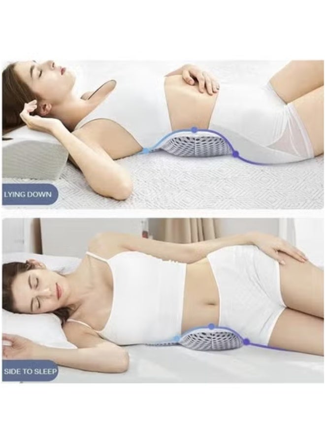 جاجيك Adjustable Height 3D Lower Back Support Pillow for Sleeping – Orthopedic Memory Foam Waist Cushion Designed for Sciatic Pain Relief and Maternity Pregnancy Support – Ergonomic Lumbar Pillow for Back Sleepers Promoting Better Spine Alignment and Comfortable Rest – White, Durable & Breathable  - Image 4