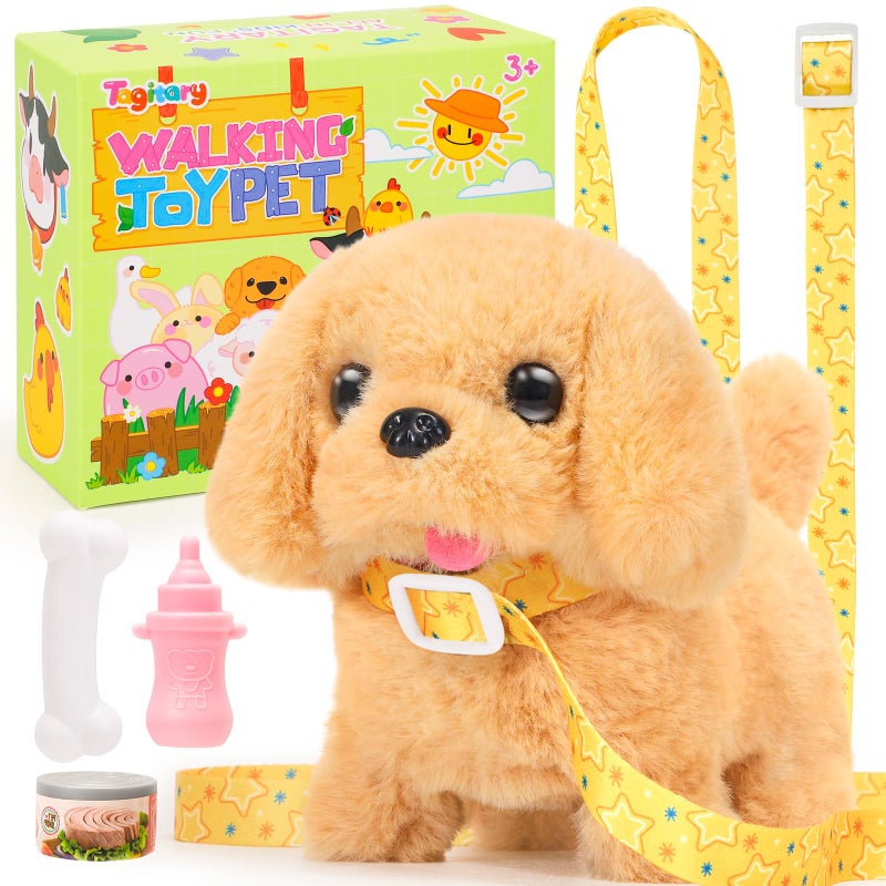 Tagitary Plush Toys Walking Dog Toys That Can Walk Bark and Wag TailInteractive Electronic Pet Toys Puppy with LeashEaster Christmas Birthday Gift for Toddlers Kids - Image 3