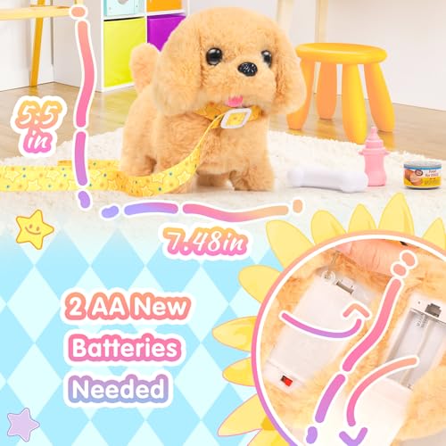 Tagitary Plush Toys Walking Dog Toys That Can Walk Bark and Wag TailInteractive Electronic Pet Toys Puppy with LeashEaster Christmas Birthday Gift for Toddlers Kids - Image 5