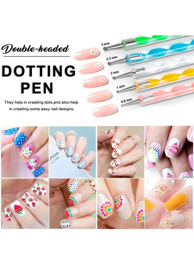 AIBEE 20pcs Nail Art Design Tools, 15pcs Brushes Kit with 5pcs Dotting Pens, PINK - Image 5
