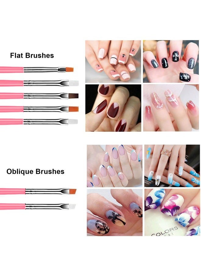 AIBEE 20pcs Nail Art Design Tools, 15pcs Brushes Kit with 5pcs Dotting Pens, PINK - Image 3