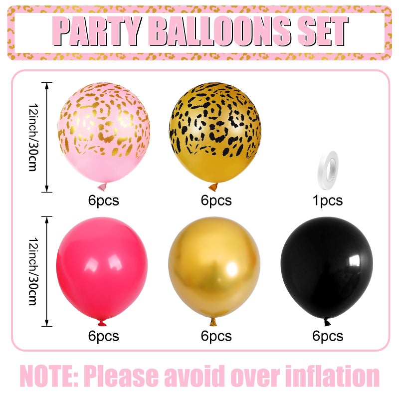 Vibzox Cheetah Balloons, 12 Inch Pink Black Gold Leopard Print Balloons Cheetah Print Latex Jungle Animal Balloon Cheetah Decoration for Wild Birthday Baby Shower Zoo Jungle Safari Theme Party Supplies - Image 2