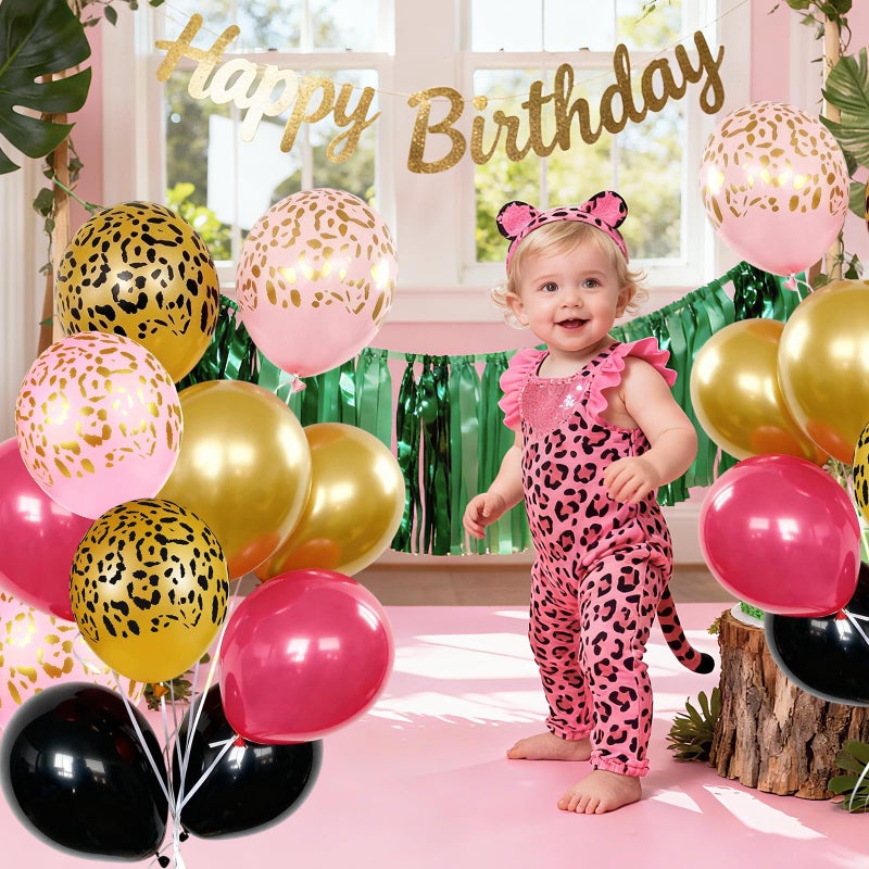 Vibzox Cheetah Balloons, 12 Inch Pink Black Gold Leopard Print Balloons Cheetah Print Latex Jungle Animal Balloon Cheetah Decoration for Wild Birthday Baby Shower Zoo Jungle Safari Theme Party Supplies - Image 4