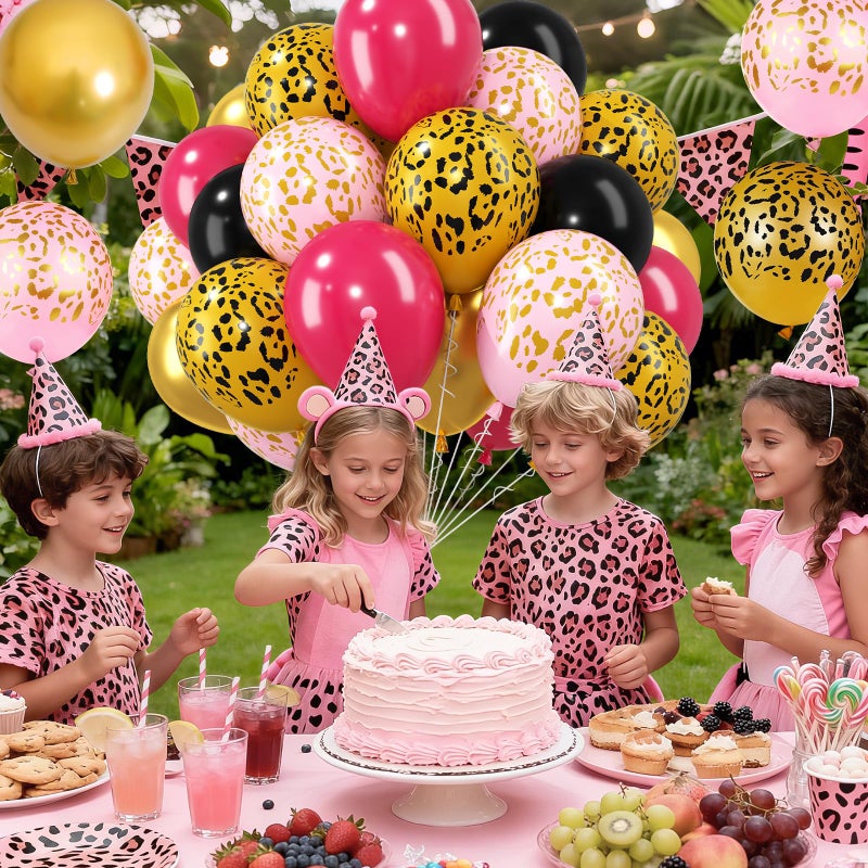 Vibzox Cheetah Balloons, 12 Inch Pink Black Gold Leopard Print Balloons Cheetah Print Latex Jungle Animal Balloon Cheetah Decoration for Wild Birthday Baby Shower Zoo Jungle Safari Theme Party Supplies - Image 5