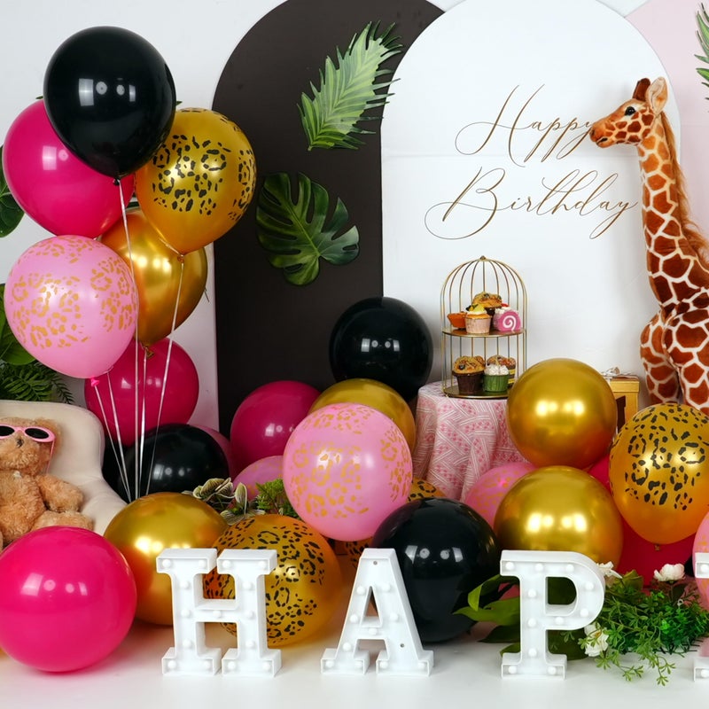 Vibzox Cheetah Balloons, 12 Inch Pink Black Gold Leopard Print Balloons Cheetah Print Latex Jungle Animal Balloon Cheetah Decoration for Wild Birthday Baby Shower Zoo Jungle Safari Theme Party Supplies - Image 3