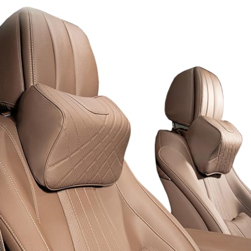 LUNDA Car headrest Soft Nappa Leather Car Neck Pillow For Most Cars, SUV Sedan Fit For Mercedes Benz AMG S-Class W204 W205 W206 W211 W212 W213 W176 W177 W222 GLC CLE CLA Travel Neck Support Pillows（coffee） - Image 1