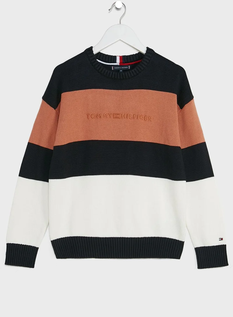 TOMMY HILFIGER Kids Colour Block Tonal Logo Sweater