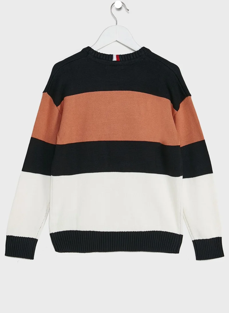 TOMMY HILFIGER Kids Colour Block Tonal Logo Sweater