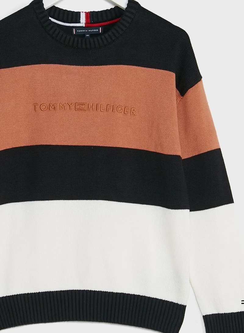 TOMMY HILFIGER Kids Colour Block Tonal Logo Sweater