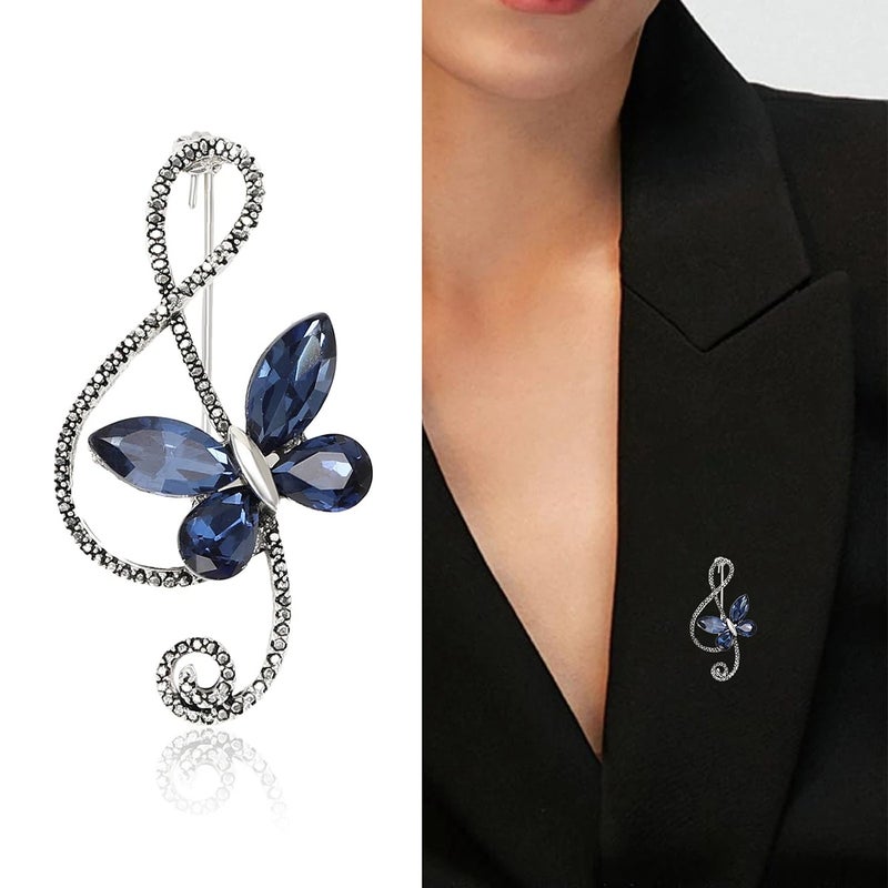 The Black Pearl Accessories Blue Zirconic Silver Brooch - Image 2