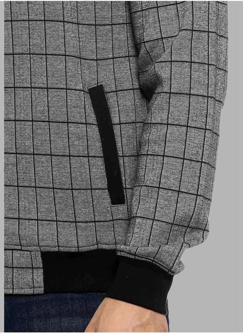 Campus Sutra Men's Checked TextuRegular Fit Cotton Jacket For Winter Wear