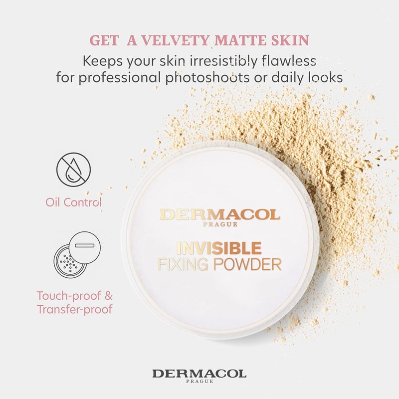 Dermacol - Invisible Fixing Face Powder, Touch-proof Translucent Setting Powder for Oily Skin & Other Skin Types, Loose Powder Makeup, Frangrance-Free Matte Powder with Powder Puff, Light, 13.5 g - Image 3