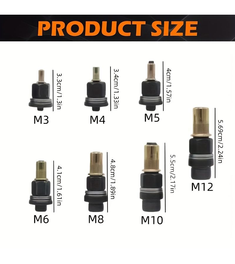 77 Pcs 3 In 1 Carbon Steel Manual Rivet Gun Set With M3 M12 Riveting Nuts For Automotive Home Renovation And Metal Joining - Image 3