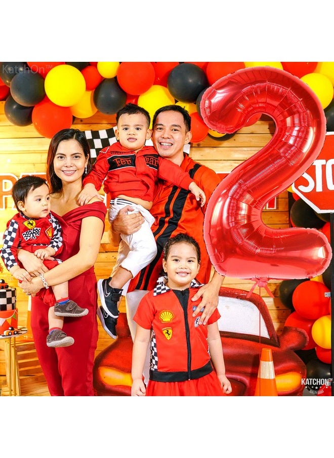 KATCHON - Big Red Number 2 Balloon 40 Inch ; 2Nd Birthday Balloons For Two Fast Birthday Decorations ; 2 Balloon Number For 2Nd Birthday Decorations For Boys ; Plim Plim Birthday Party Supplies - Image 1