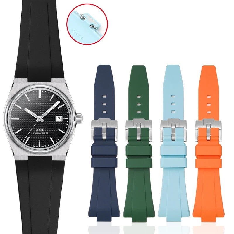 Bluejw 11mm 12mm Double Quick Release Liquid Silicone Watch Strap Replacement for Tissot PRX 35mm 40mm – Soft Comfortable Rubber Watchband - Image 2
