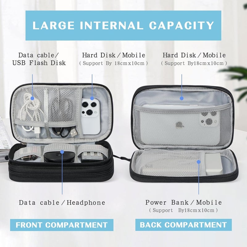 KeepCart Double Layer Storage Bag for Cable, Cord, Charger, Phone, Earphone, Hard Disk & Digital Gadgets Organizer Bag, Travel Pouch Electronic Accessories Carry Case Portable Waterproof Storage Bag. - Image 3