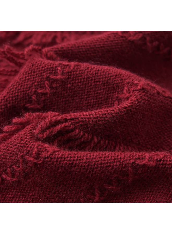 dme Demana Winter Fluffy Jacquard Lambswool Tassel Drop Shoulder Loose Knit Sweater For Women - Image 3