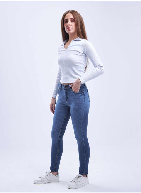 High-Waist Dark Washed Skinny Jeans.