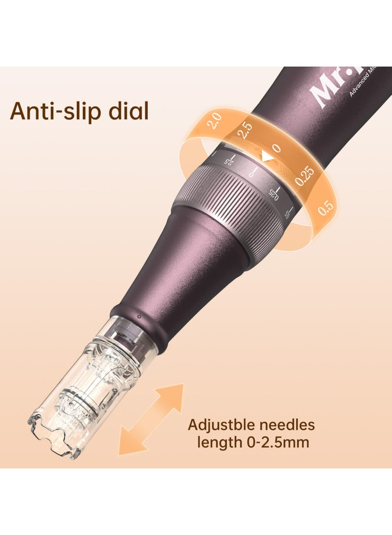 Mr.Pin Original Derma Pen Mr.Pin A10 Plus - Wireless with 20 Pieces Replacement Cartridges in Different Sizes - for Skin and Hair Care - Image 3