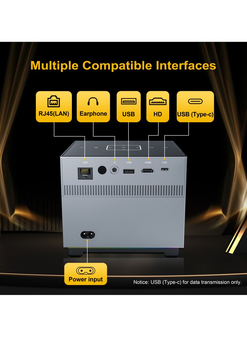 general Mini Portable Projector X3 H713 HD 4K / ARGB Color Lighting / Screen Mirroring / Electric Focus + 4-Point Keystone Correction / Unique Speaker Cavity / Two-Way Bluetooth Connection / Multiple Compatible lnterfaces - Image 5