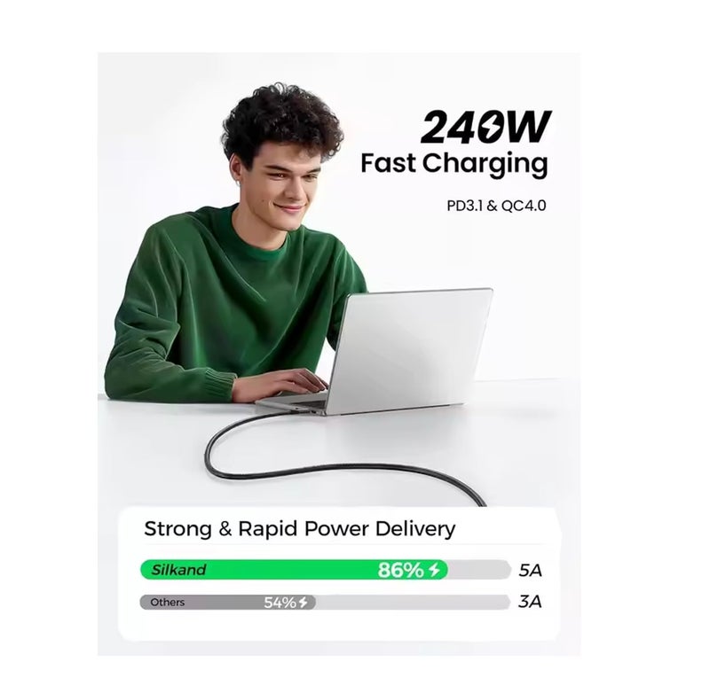 Tobo 80 Gbps Data Transfer,USB 5 Cable Supports Dual8K HD Display, 240W Charging usb c monitor cable, Compatible with Thunderbolt 5, Thuderbolt 4, USB4, Thundrbolt 3 and USB-C (0.5M) - Image 5