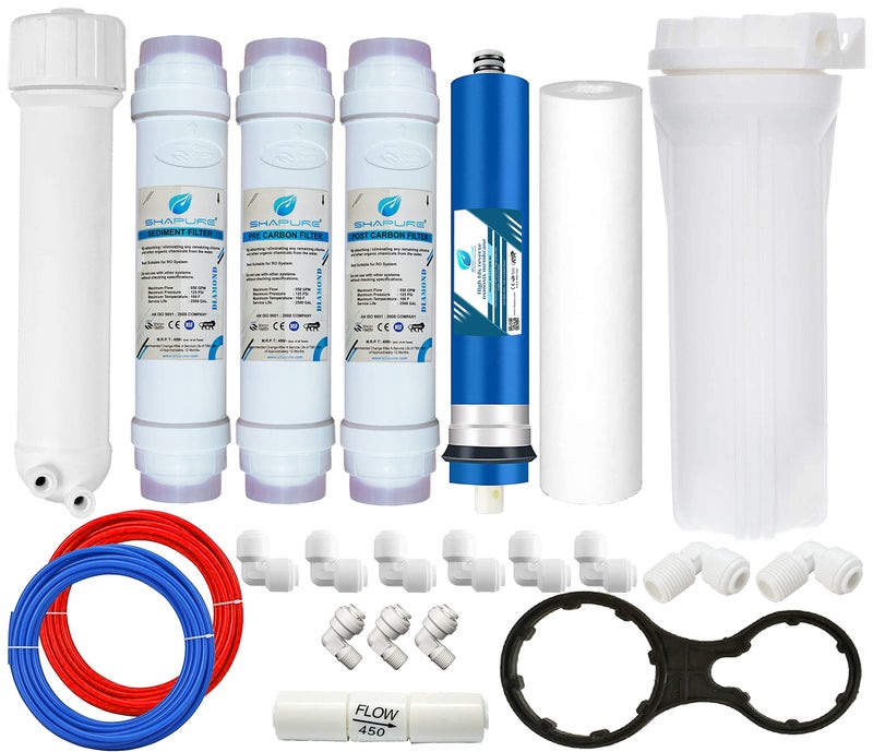 SHAPURE RO Service Filter kit for All Type of Water Purifier (RO Membrane+Inline+Prefilter+Housing+Fr+Pipe+Connectors+Spanner)(Yearly RO kit) Works up to 2500 TDS - Image 1