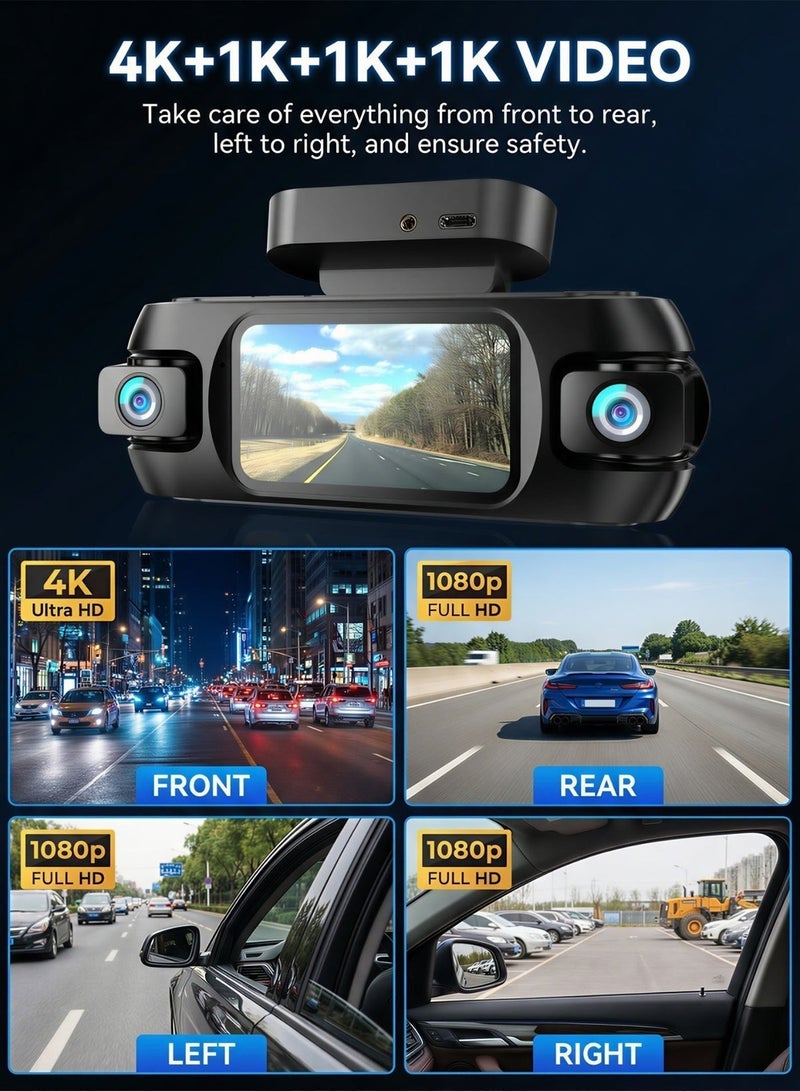ULHYC Dual-Lens Dash Cam For Front And Rear Recording, With Ultra-Clear 4K Resolution. Built-In 5G Wifi, 3.19-Inch Lcd Touch Screen. Equipped With 24-Hour Parking Monitoring, Super Night Vision, Wide Dynamic Range, 170° Wide-Angle Lens, Gravity Sensor, Loop Recording, And App Control. Supports Gps Function. Maximum Operating Temperature Up To 85°C. Built-In 64G High-Speed Memory Card. - Image 2
