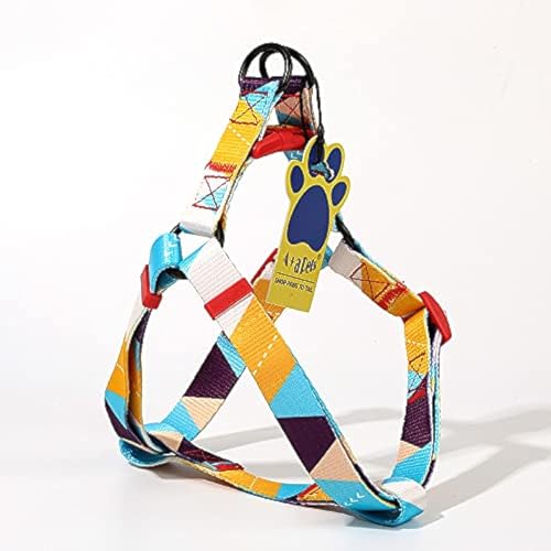 A+a Pets' Step in Harness for Dogs Cats Puppies in Soft Nylon Waterproof Material (Abstract Design, Medium, Yellow/Blue) - Image 1