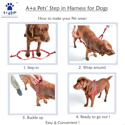A+a Pets' Step in Harness for Dogs Cats Puppies in Soft Nylon Waterproof Material (Abstract Design, Medium, Yellow/Blue) - Image 3