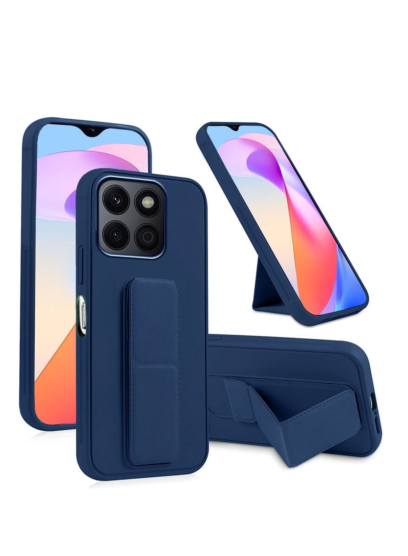 Wtech Hand Grip Magnetic Hold Kickstand Wrist Strap With Built-In Iron Case Cover For Honor X6a 4G 2023 Navy Blue - Image 1