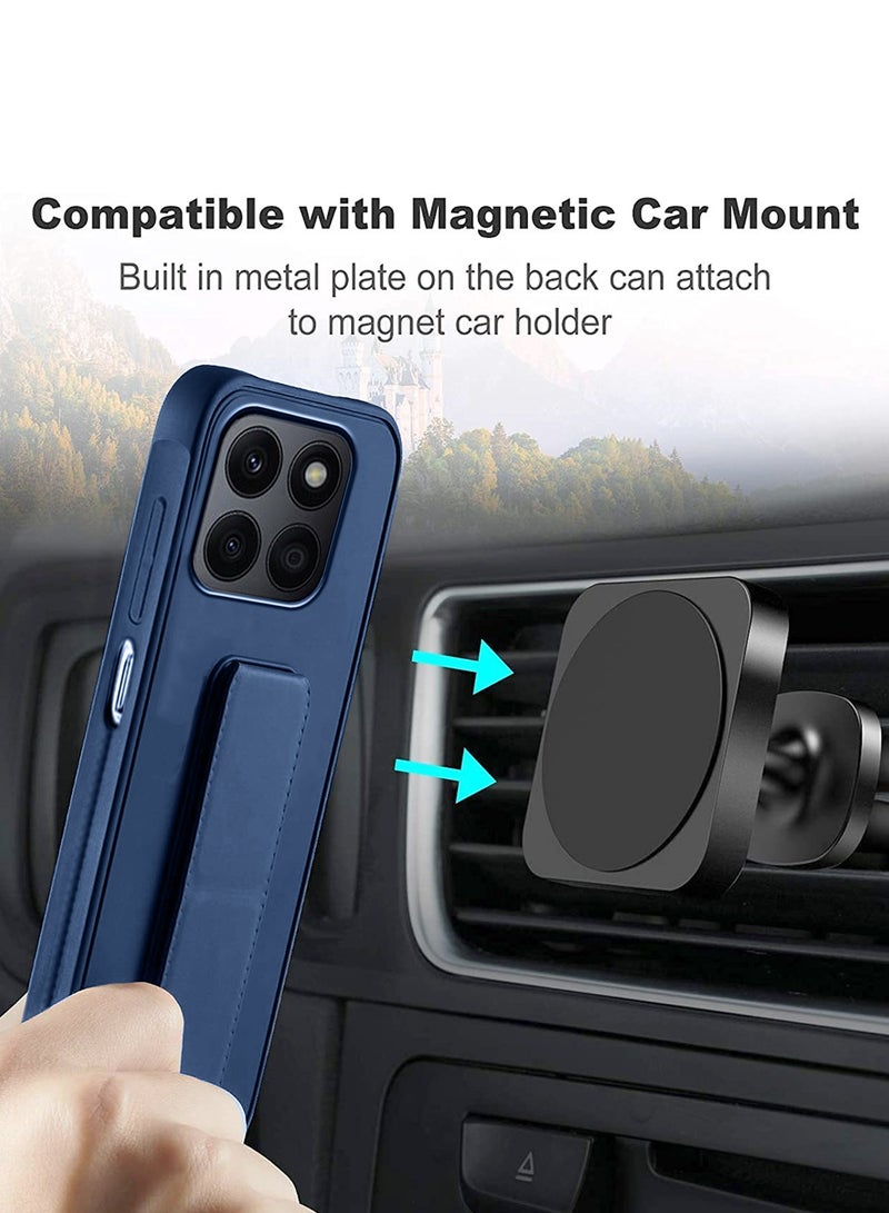 Wtech Hand Grip Magnetic Hold Kickstand Wrist Strap With Built-In Iron Case Cover For Honor X6a 4G 2023 Navy Blue - Image 3