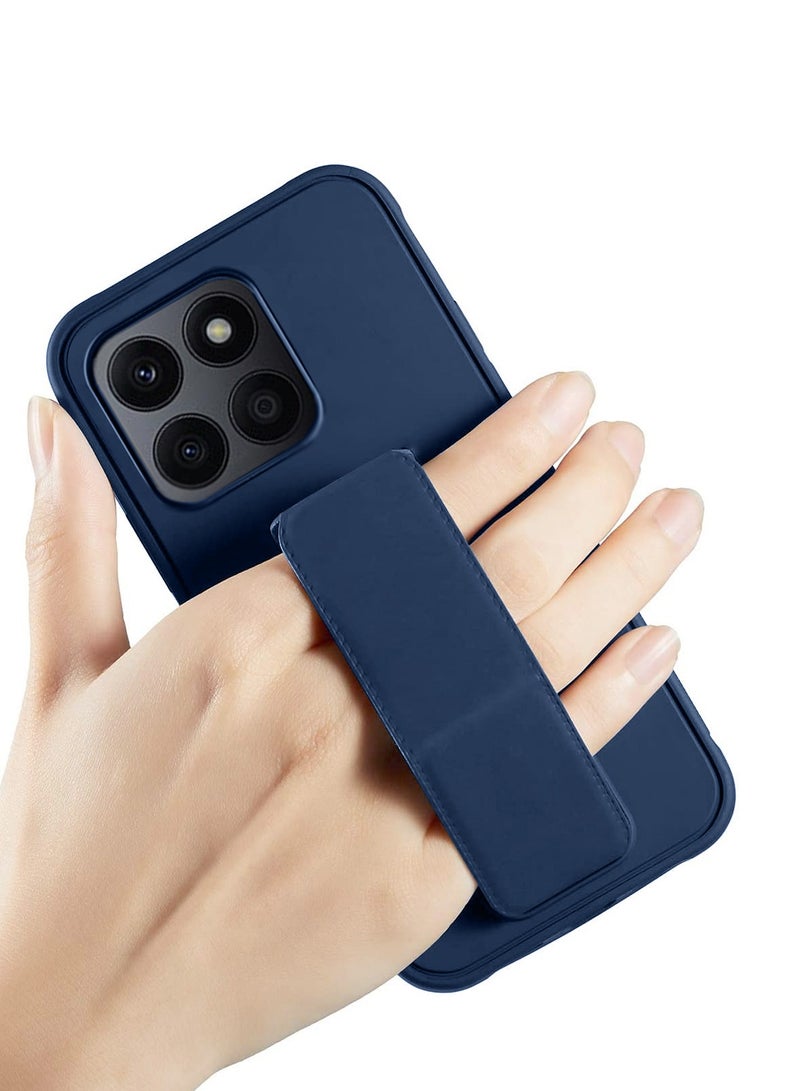 Wtech Hand Grip Magnetic Hold Kickstand Wrist Strap With Built-In Iron Case Cover For Honor X6a 4G 2023 Navy Blue - Image 2